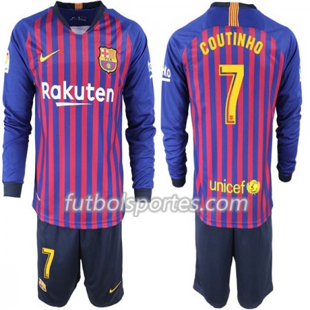 Camisetas FC Barcelona Coutinho 7 Niño Primera Equipacion 2018/2019 Manga Larga